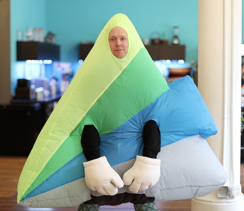 Inflatable Animoto logo costume