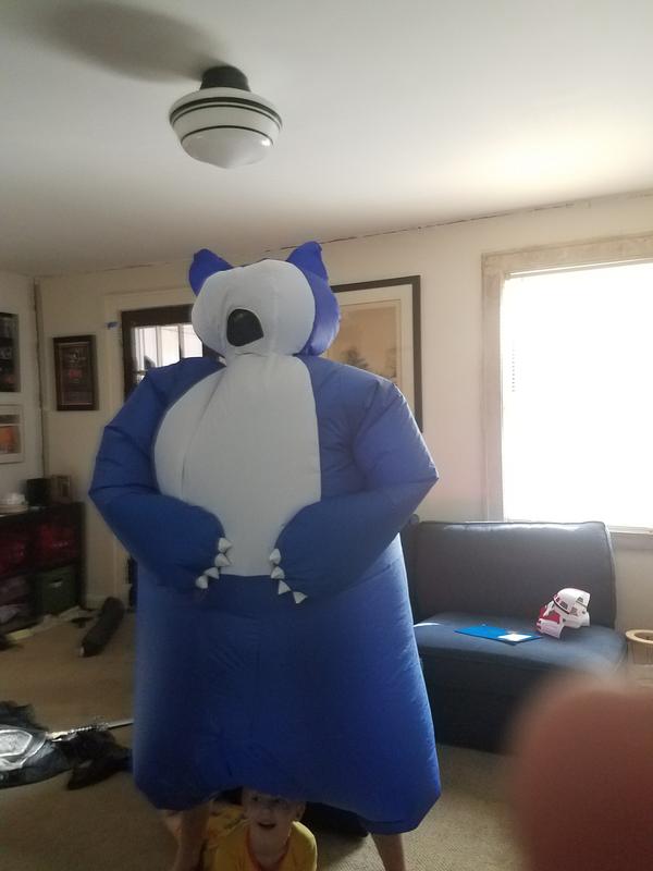 Progress shot building inflatable Snorlax